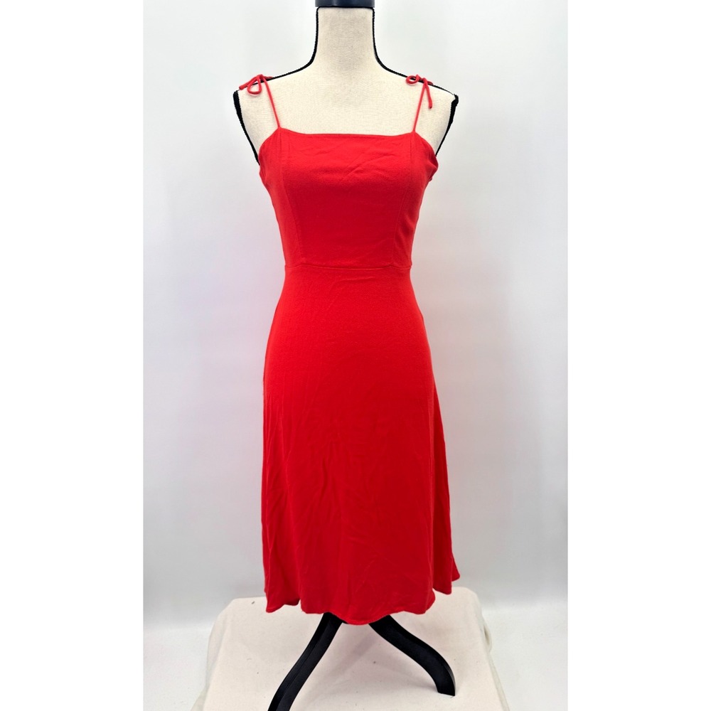 Reformation Midi Sundress Red Poppy A-Line Dress 0 Adjustable Spaghetti Straps